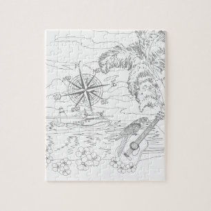 Tropical Island Adult Colouring Puzzle