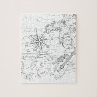 Tropical Island Adult Colouring Puzzle