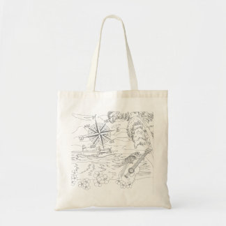 Tropical Island Adult Colouring Tote Bag