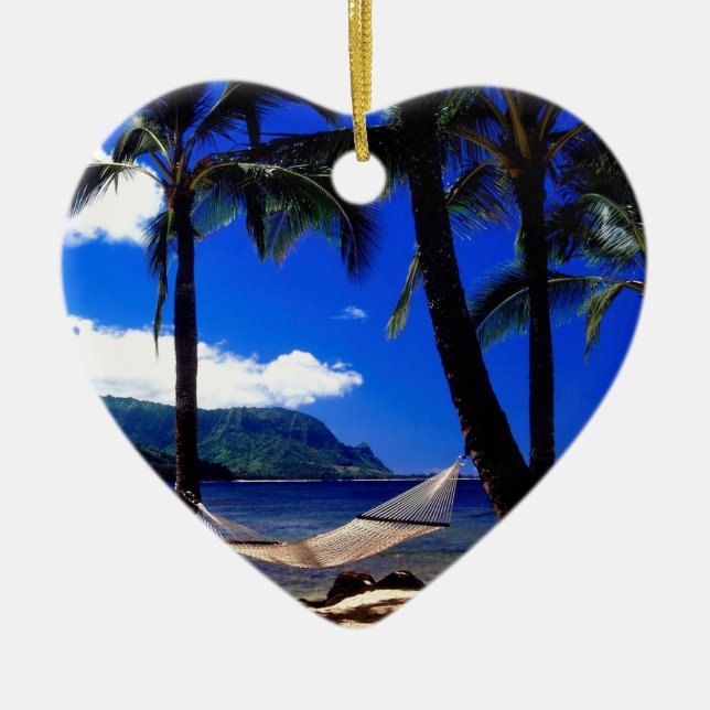 Tropical Island Afternoon Nap Kauai Hawaii Ceramic Tree Decoration (Front)