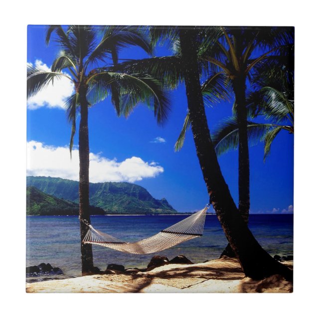Tropical Island Afternoon Nap Kauai Hawaii Tile (Front)