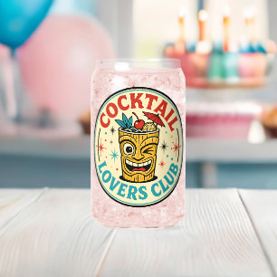 Tropical Island Bar Retro Design Can Glass
