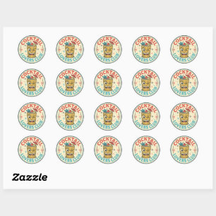 Tropical Island Bar Retro Design Classic Round Sticker