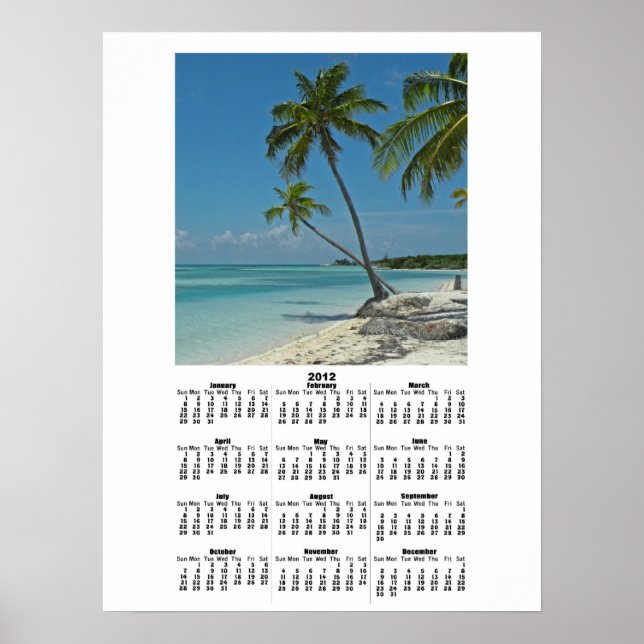 Tropical Island Beach 2012 Calendar Poster Print (Front)