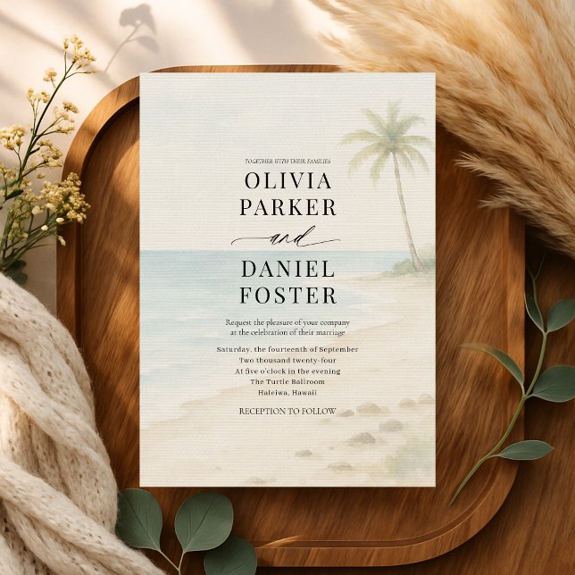 Tropical Island Beach Coastal Destination Wedding  Invitation (Creator Uploaded)