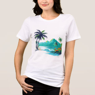 Tropical Island Beach Graphic T-Shirt Tri-Blend Shirt