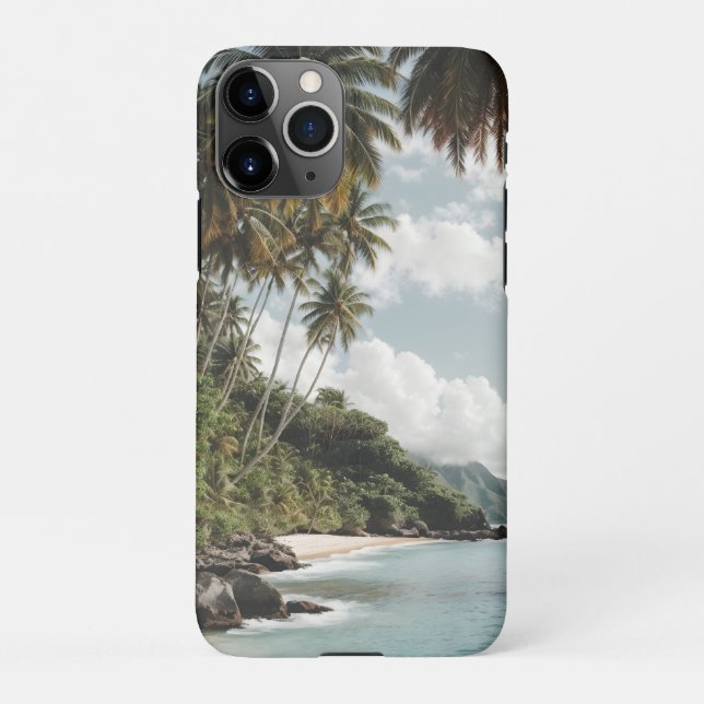 Tropical Island Beach Ocean Green Blue Photo iPhone Case (Back)