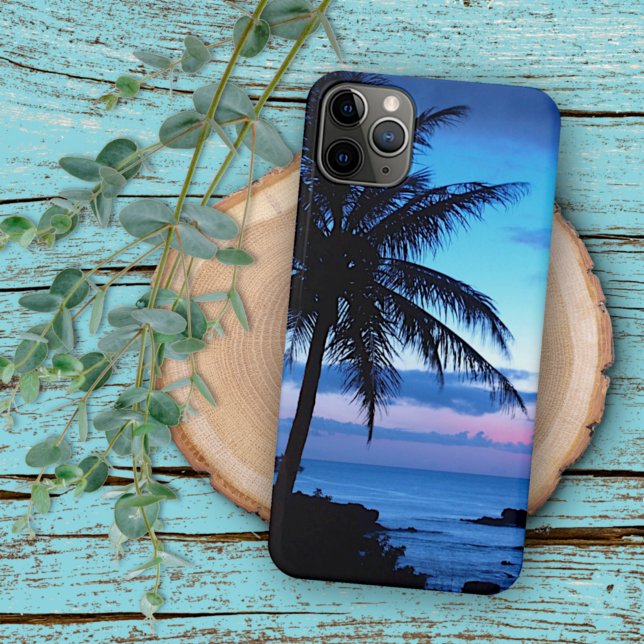 Tropical Island Beach Ocean Pink Blue Sunset Photo Case-Mate iPhone Case (Creator Uploaded)