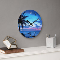 Tropical Island Beach Ocean Pink Blue Sunset Photo