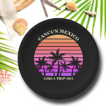 Tropical Island Beach Palm Tree Pink Black Party Paper Plate<br><div class="desc">Cool hot pink and black palm tree party paper plates for a girls trip to a tropical island. Features beautiful palm trees in front of a pretty pink beach sunset. Perfect custom design for your cruise or summer trip to the sea.</div>