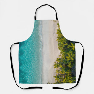Tropical Island Beach Palm Trees Aqua Blue Ocean Apron