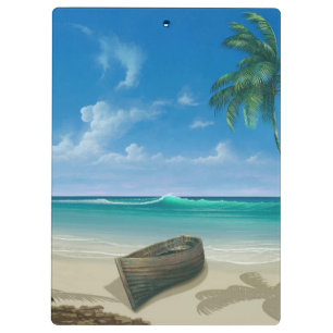 Tropical Island Beach Paradise Boat Clipboard