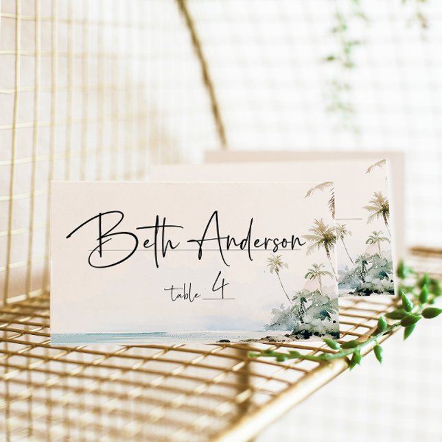 Tropical Island Beach Scene Place Card (Creator Uploaded)