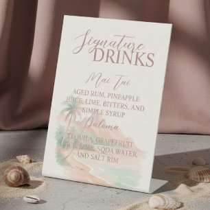 Tropical Island Beach Signature Drink Wedding Pedestal Sign