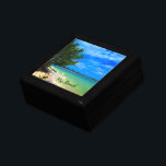 Tropical Island Beach Trinket Box<br><div class="desc">Tropical Beach Trinket Box  Shown as small size. Various colours and sizes are available.   

Everyone has a perfect place to relax whether real or imagined.  This is one of mine.  It is difficult to find and harder to leave.  No I won't tell you where.</div>