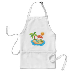 Tropical Island Beach Turtle Palm Tree Picnic Standard Apron