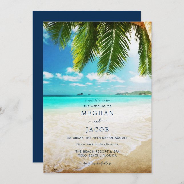 Tropical Island Beach Wedding Invitation (Front/Back)
