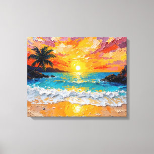 Tropical Island Beach Wrapped Canvas Coastal Oce