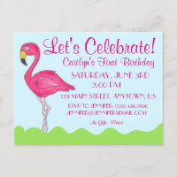 Tropical Island Bird Pink Flamingo Birthday Party