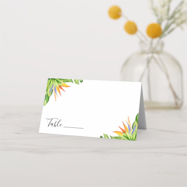 Tropical Island Botanical Wedding Place Card (Front)