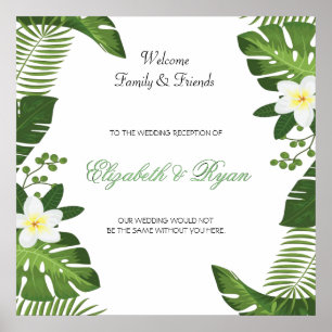Tropical Island Botanical Wedding Welcome Poster