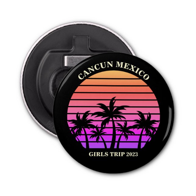 Tropical Island Custom Beach Palm Tree Girls Trip Bottle Opener (Front)