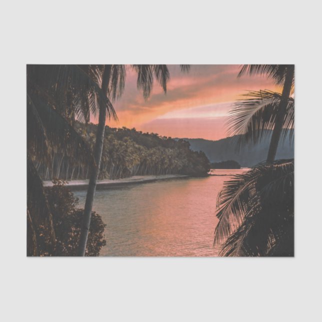 Tropical Island Evening Palm Tree Sunset Tissue Paper (Front)