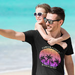 Tropical Island Family Beach Trip Custom Palm Tree T-Shirt<br><div class="desc">Cool matching family vacation t-shirts for a dad or brother to wear on an island cruise. Features beautiful palm trees in front of a pretty pink beach sunset. Perfect custom tees for your summer trip to the sea.</div>