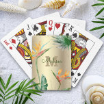 Tropical Island Floral Monogram Script Gold Foil Playing Cards<br><div class="desc">Add your sense of special style to game time with these chic, modern custom name playing cards. Stunning, sophisticated, colourful, tropical watercolor birds of paradise flowers, faux gold glitter, and personalised calligraphy script with a bold monogram initial, overlay a stylish, glam brushed gold foil background. Personalise with your name and...</div>