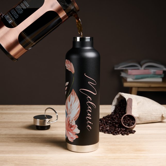 Tropical Island Floral Water Bottle (Coffee)