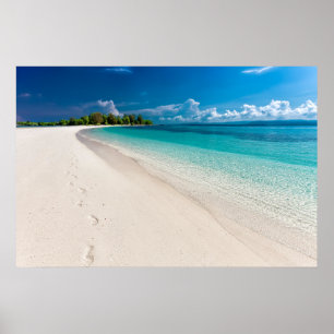 Tropical Island Footprints On The Sand   Poster