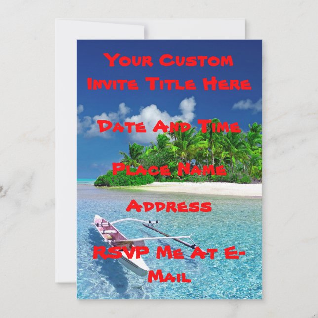 Tropical Island Getaway Invitation (Front)