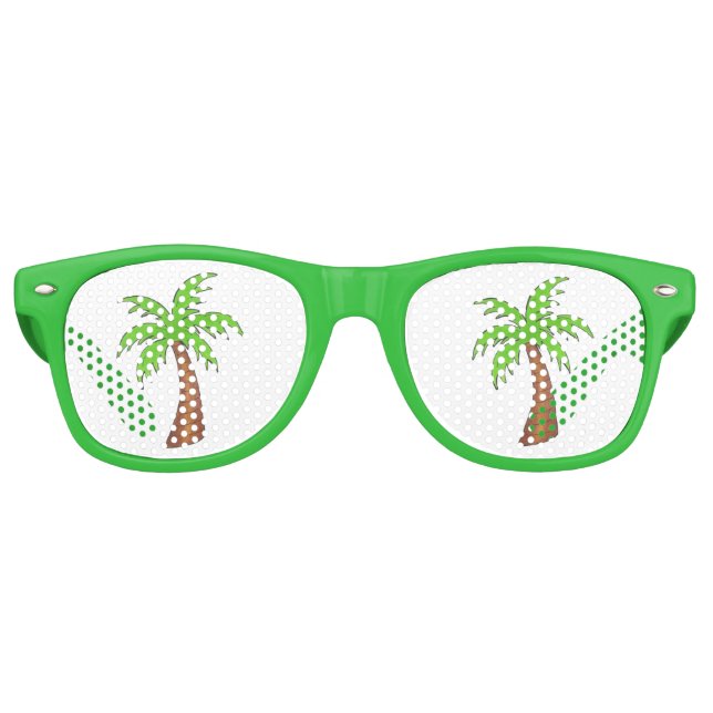 Tropical Island Green Palm Tree Sunglasses (Front)