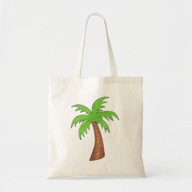 Tropical Island Green Palm Tree Tote (Front)