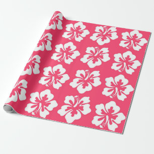 Tropical Island Hawaiian Hibiscus Flower Pink Wrapping Paper