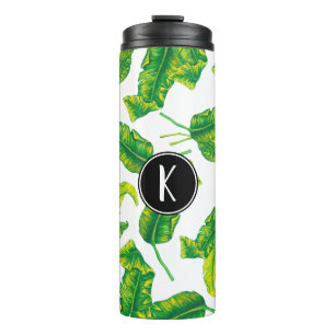 Tropical Island Leaves Monogram Thermal Tumbler