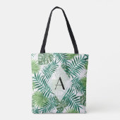 Tropical Island Leaves Monogram Tote Bag (Back)