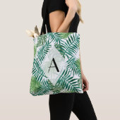 Tropical Island Leaves Monogram Tote Bag (Close Up)