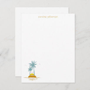 Tropical Island Ocean and Palm Trees Personalised Card