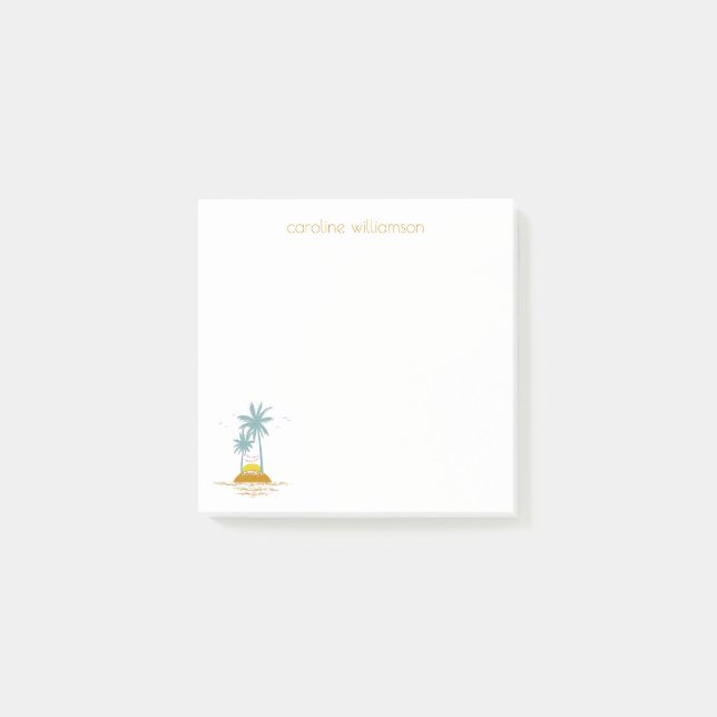 Tropical Island Ocean and Palm Trees Personalised  Post-it Notes (Front)