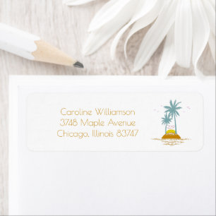 Tropical Island Ocean Palm Tree Return Address
