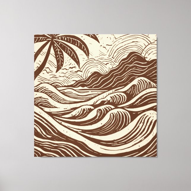 Tropical island on the sea wood print style (Front)