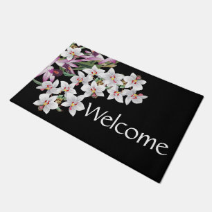 Tropical Island Orchid Flowers Floral Doormat