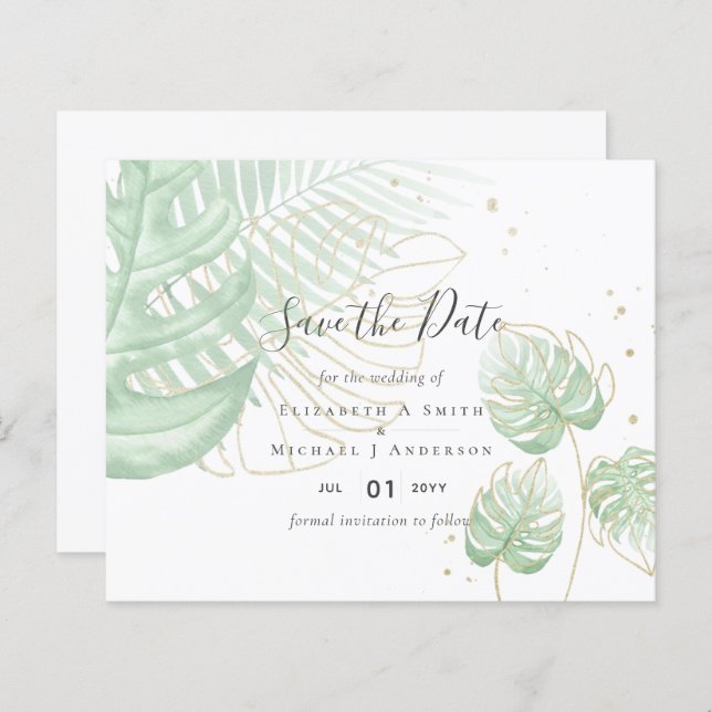 Tropical Island Palm Leaves Beach Wedding (Front/Back)