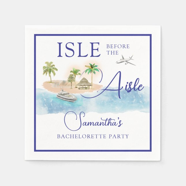 Tropical Island Palm Tree Destination Bachelorette Napkin (Front)