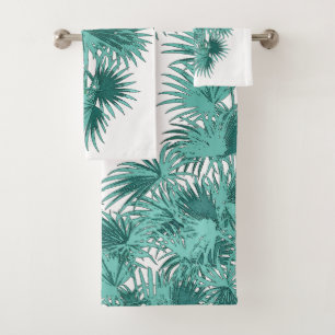 Tropical Island Palm Tree Frond Bath Towel Set