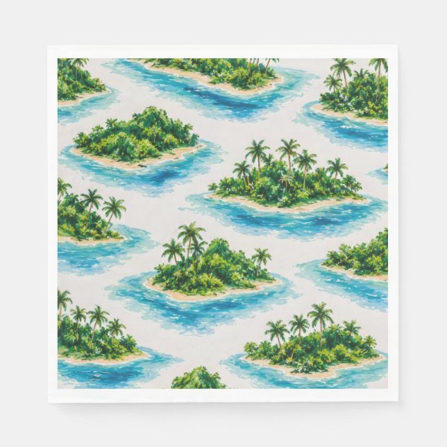 Tropical Island Palm Tree Napkin (Front)