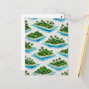 Tropical Island Palm Tree Postcard