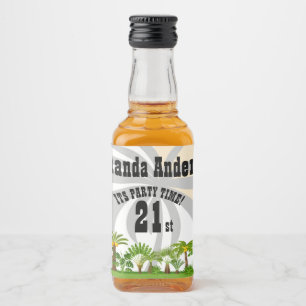Tropical Island Palm Tree Sunset  Liquor Bottle Label