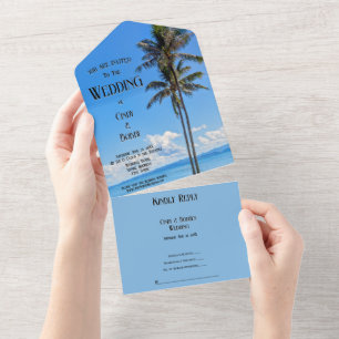 Tropical Island, Palm Trees, Blue Seas, All In One Invitation